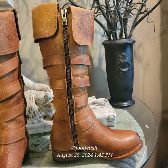 FREEBIRD Risky Boots Wheat Strap Buckle Leather Distressed Handmade Designer #5 - Picture 11 of 17